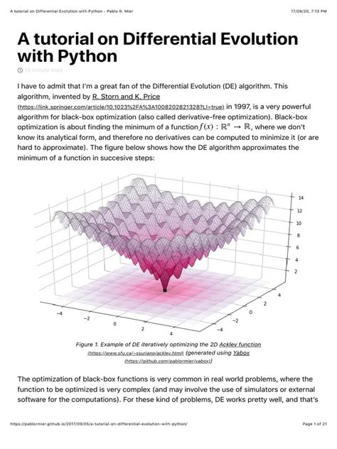 Differential Evolution Using Python