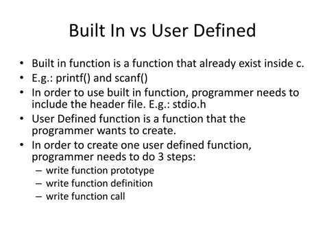 differentiate between built in functions and user defined functions with examples