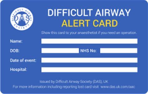difficult airway alert card