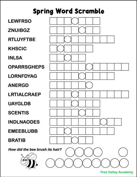 Difficult Word Scramle Printable