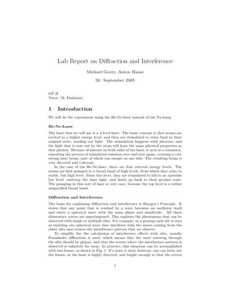diffraction and interference lab report