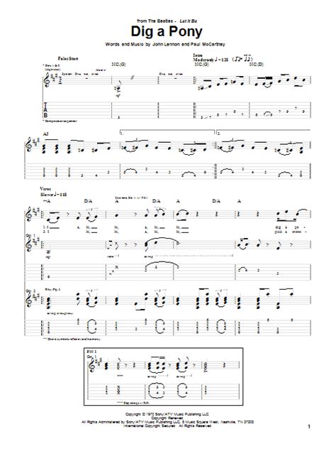 Dig A Pony Solo Tab