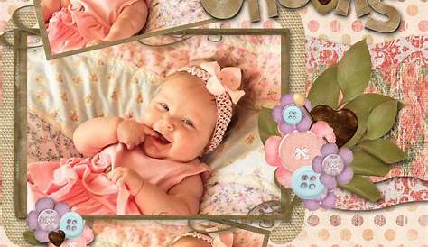 Baby Girl Digital Scrapbook Mini Kit, Baby Scrapbook Elements, Baby