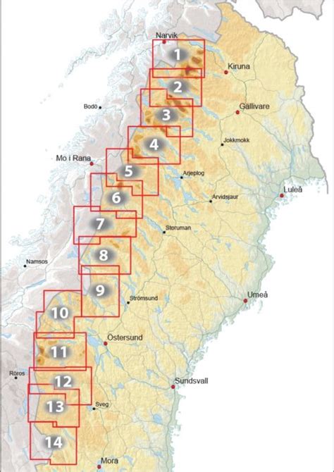 Fjällkarta Riksgränsen Abisko med ram Kartkungen