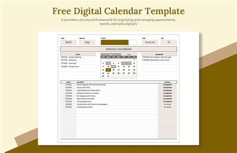 Digital Calendar Image