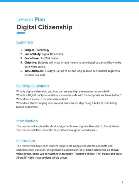 Digital Citizenship Unit Plan
