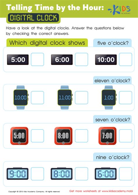 Digital Clock Time Worksheets