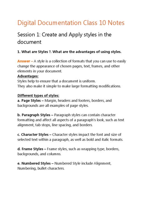 digital documentation class 10 questions and answers pdf