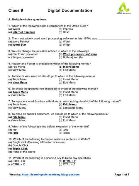 digital documentation class 9 answers