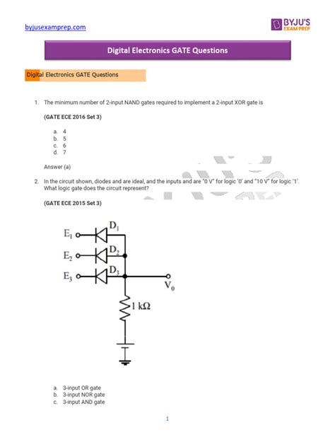 Digital Electronics Gate Questions Pdf