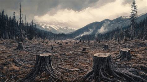 Digital Forest Deforestation Drawing