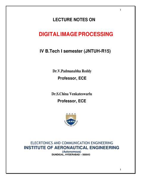 digital image processing lecture notes ppt pdf