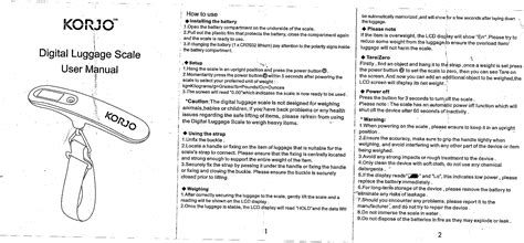Digital Luggage Scale Instructions