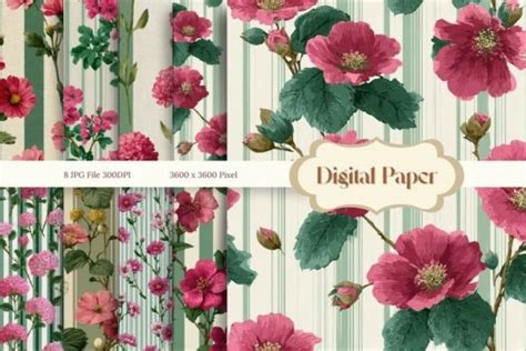 Digital Paper Flower Background