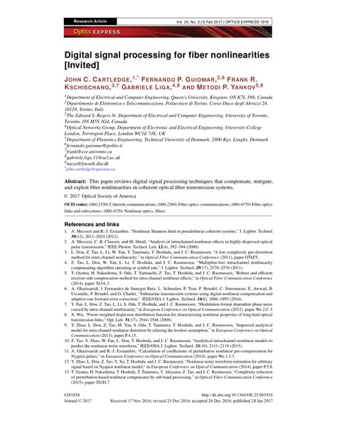 Digital Signal Processing For Fiber Nonlinearities