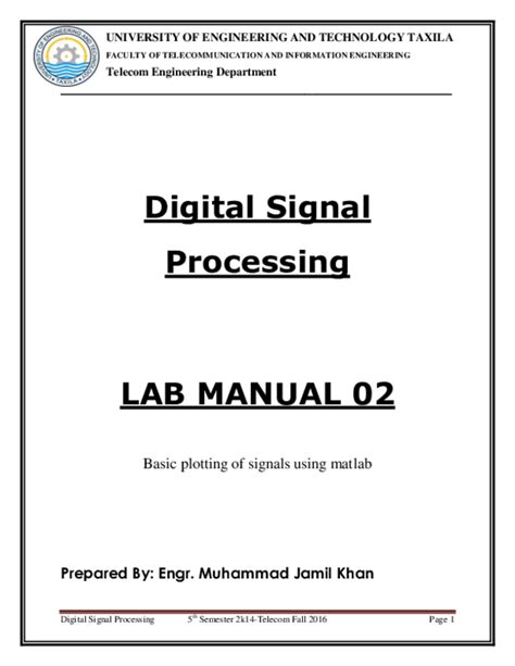 Digital Signal Processing Lab Manual Matlab Pdf