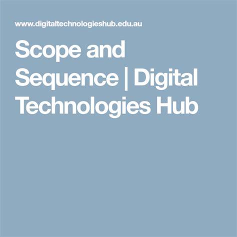 digital technologies hub scope and sequence