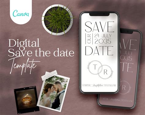 Electronic Save the Date Template Minimalist Digital Save the Etsy UK