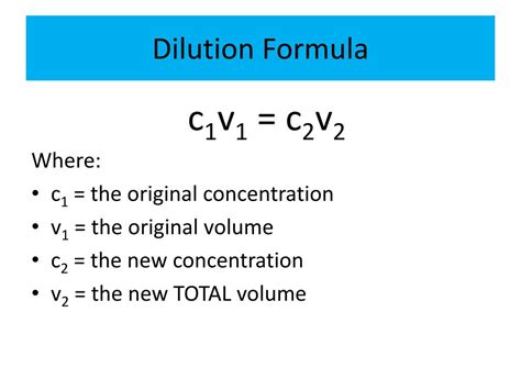 Dilution Equation Formulas