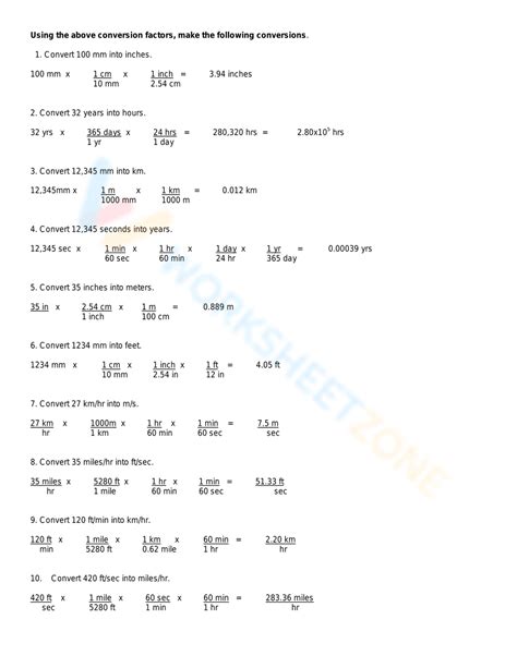 Dimensional Analysis 6Th Grade Math Worksheet