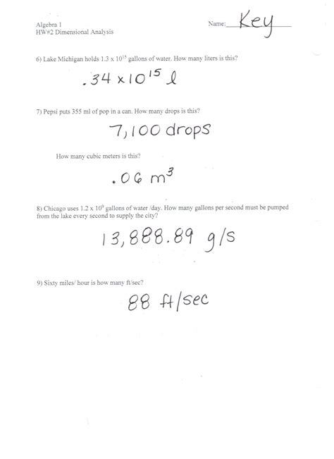 Dimensional Analysis Sample Problems