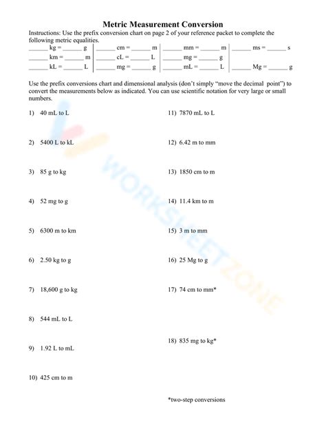 Dimensional Analysis Unit Conversion Practice