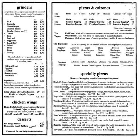 dimitri's restaurant coventry ct menu