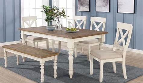 Coviar Dining Table and Chairs with Bench (Set of 6) Mackenzie Furniture