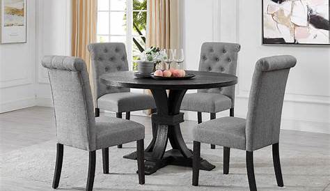 Cavendish Grey Wood Extending Dining Table with 4 Duke Slate Fabric