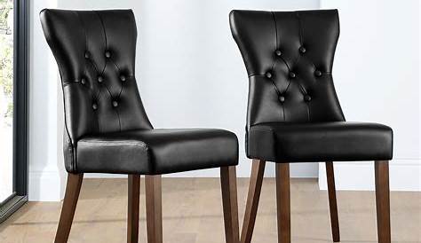 Bewley Black Leather Button Back Dining Chair (Dark Leg) Furniture Choice