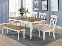 Roundhill Habitanian 6Piece Dining SetWhite Wash Turned Legs Dining