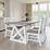 White Dining Table & 6 Grey Upholstered Chairs Shabby Chick Vintage