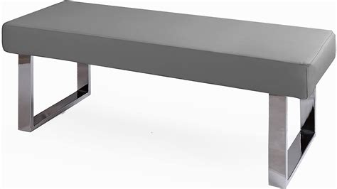 Dining Bench Gray Leather