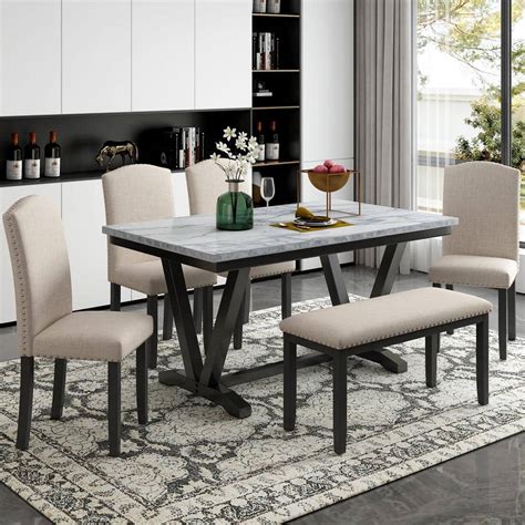 Dining Set Grey And White