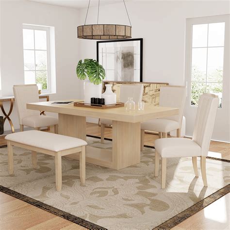Dining Table Set With Bench And Leaf