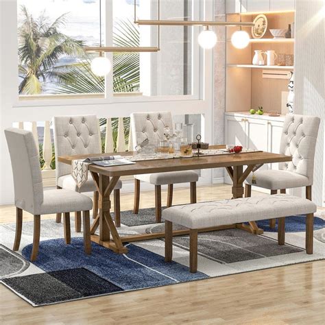 Dining Table Upholstered Bench Chairs