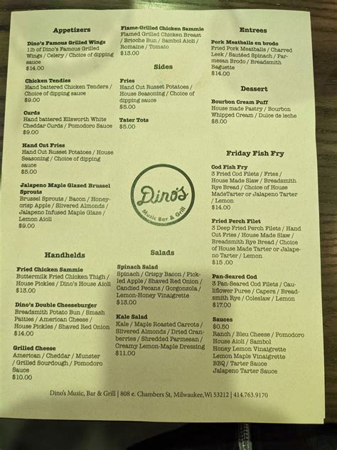 Menu of Dino's Dining Lounge in Woodstock, ON N4S 1C5