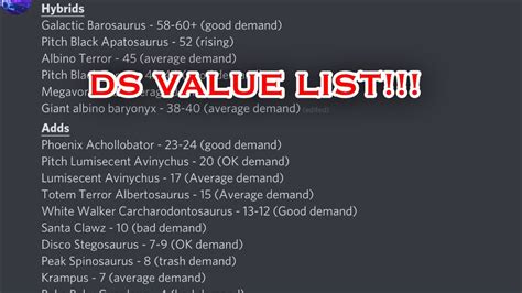 Roblox Dinosaur Simulator Value List For Trading [2024] Game