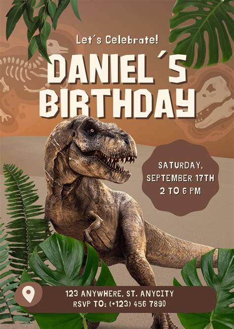 Dinosaur Invitation Templates Editable .Docx Dinosaur invitations