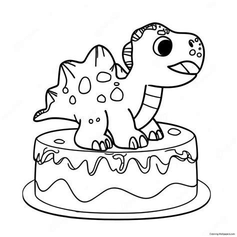 dinosaur cake coloring page printable template