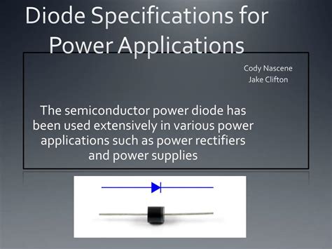 Diode Specifications Applications