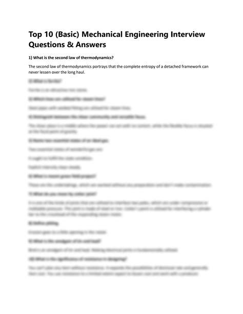 Diploma Mechanical Engineering Basic Interview Questions