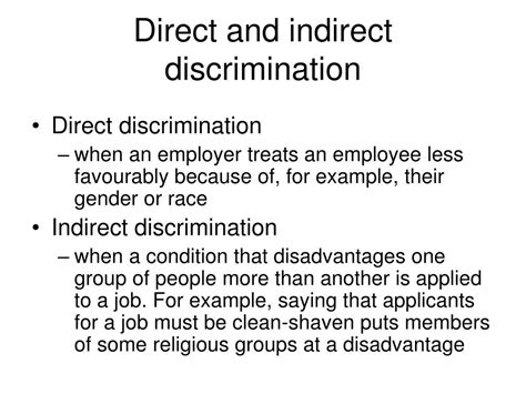 direct and indirect discrimination examples in schools