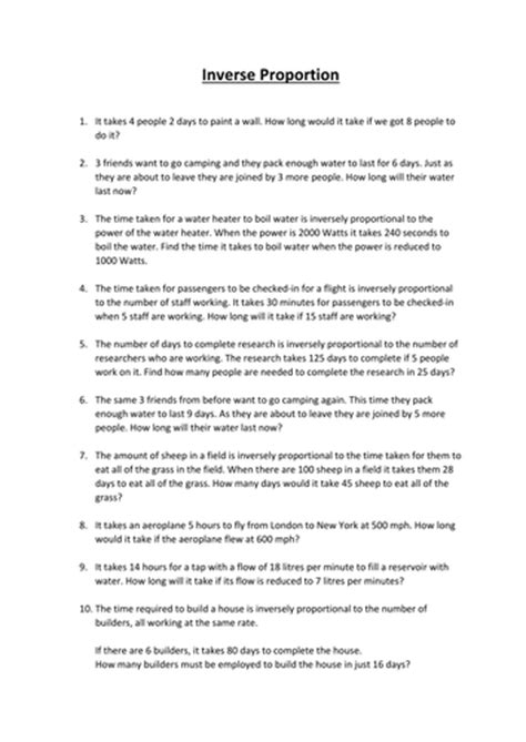direct and inverse proportion class 8 word problems