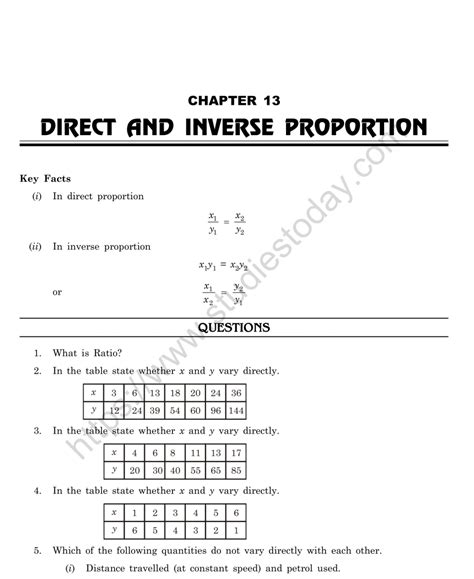 direct and inverse proportion examples class 8