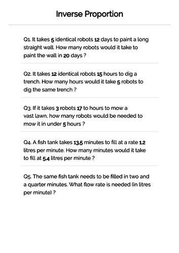 direct and inverse proportion word problems worksheet pdf with answers