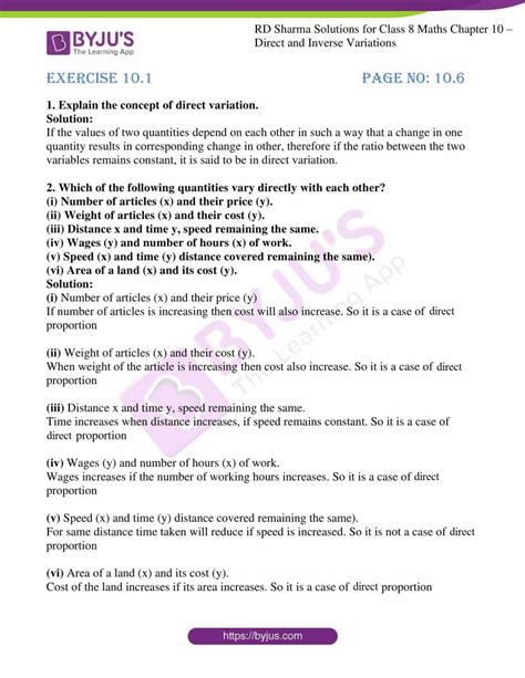 direct and inverse variation word problems class 8