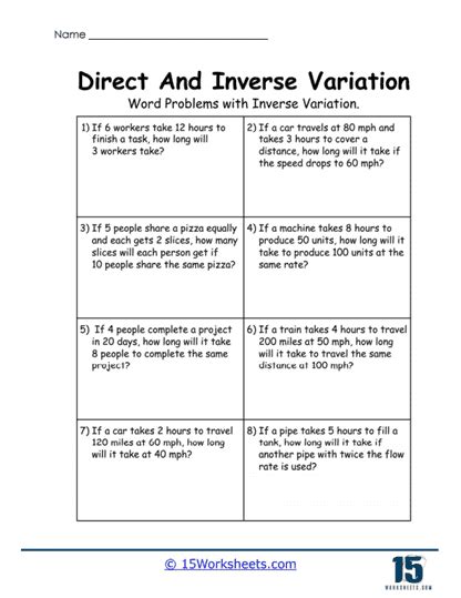 direct and inverse word problems