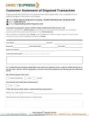 Form Dispute Form Financial Transaction Credit Card