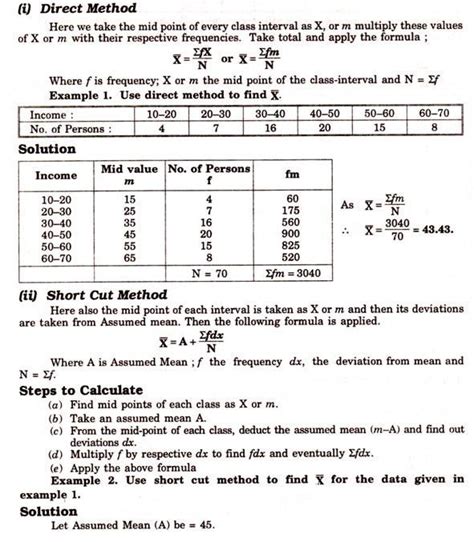 direct mean method class 10 questions with solutions